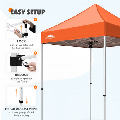 EAGLE PEAK 5x5 Pop Up Canopy Tent Instant Outdoor Canopy Easy Set-up Straight Leg Folding Shelter（Blue）