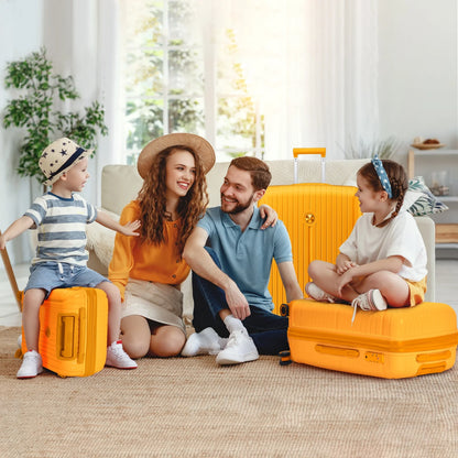 Joyway 5 Piece Luggage Sets Hardshell Lightweight Suitcase with TSA Lock Spinner Wheels-Orange