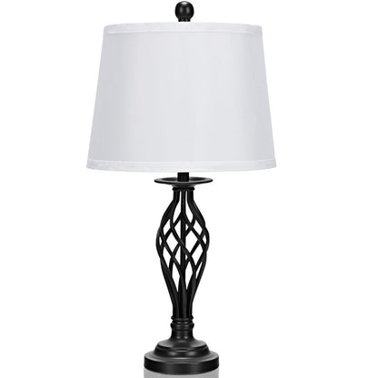 Gymax 3-Piece Lamp Set 2 Table Lamps 1 Floor Lamp Fabric Shades Living Room Bedroom