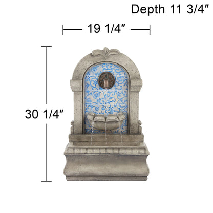 Manhasset 30 1/4" High Large Italian Outdoor Decor Blue Faux Stone Floor Fountain Waterfall Outside Garden Patio