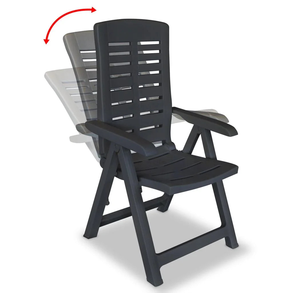 vidaXL Reclining Patio Chairs Outdoor Stack Dining Chair with Armrest Plastic