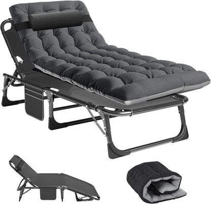 Slsy Folding Lounge Chair, 5-Position Adjustable Outdoor Reclining Chair, Folding Sleeping Bed Cot, Folding Chaise Lounge Chair for Pool Beach Patio Sunbathing