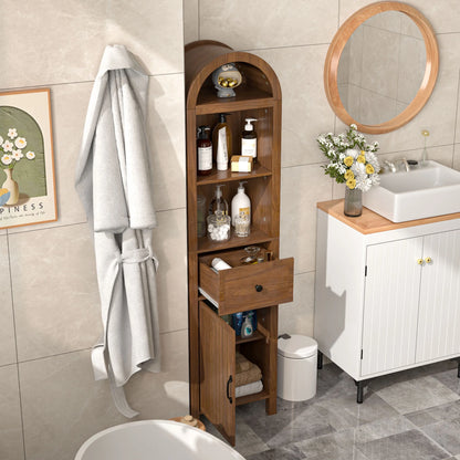 Fiogmub Tall Bathroom Storage Cabinets with Doors and Shelves, Narrow Tall Linen Cabinet with Drawer