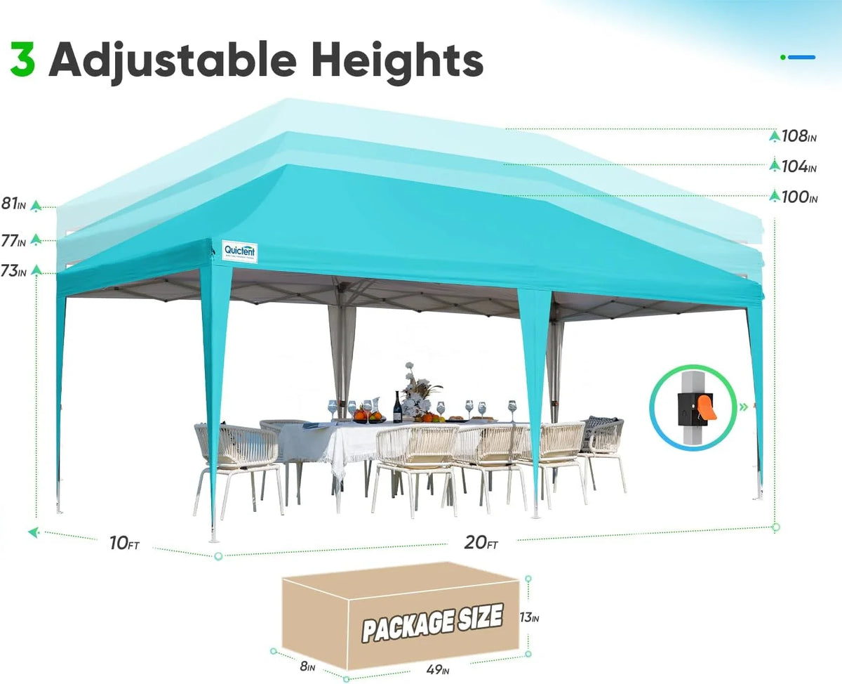 Quictent 10x20ft Easy Pop up Canopy Tent Instant Outdoor Canopy Shelter Folding Party Tent, White