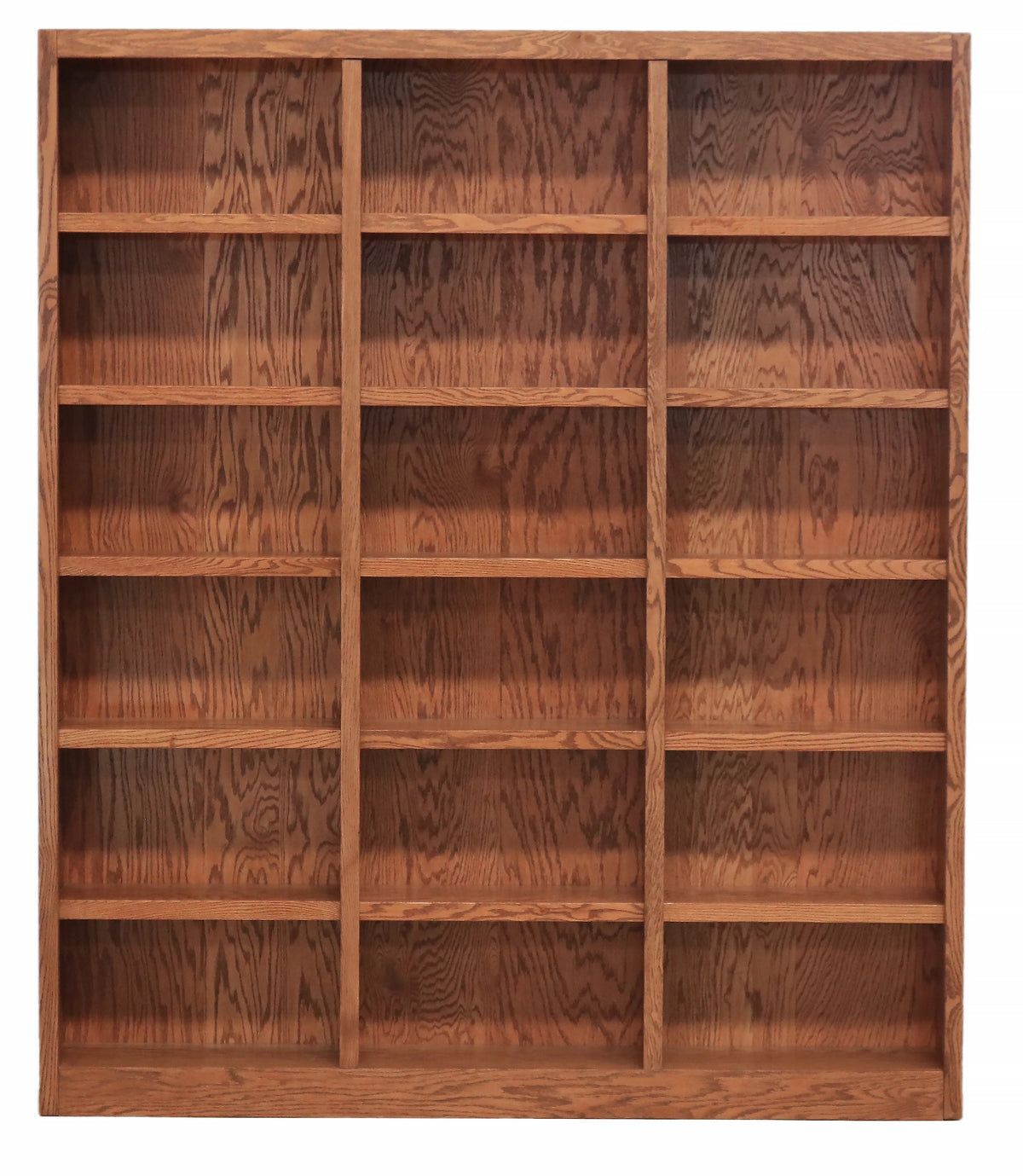 Concepts in Wood 18 Shelf Triple Wide Wood Bookcase, 84 inch Tall - Cherry Finish