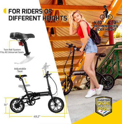 Swagtron Swagcycle EB5 Pro Plus Lightweight Aluminum Folding Electric Bike with Pedals (Recertified)