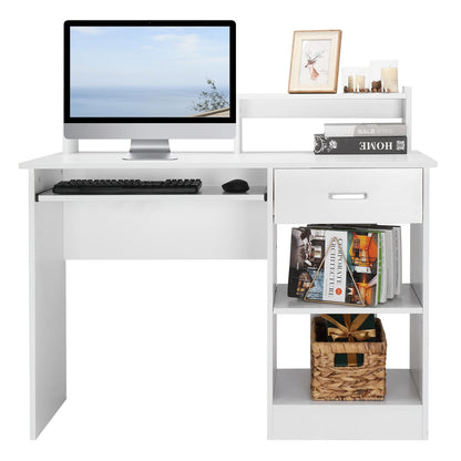 Ktaxon Computer Desk Home Office Workstation Laptop Table Drawer Shelf Furniture White