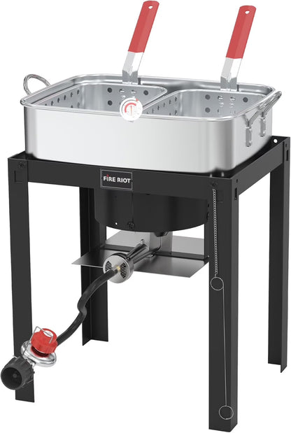 50,000 BTU Propane Deep Fryer, 18QT Aluminum Turkey Fryer with Dual Baskets �C CSA-Approved Lightweight Cajun Outdoor Gas Fryer for Chicken, Fish, French Fries & Seafood