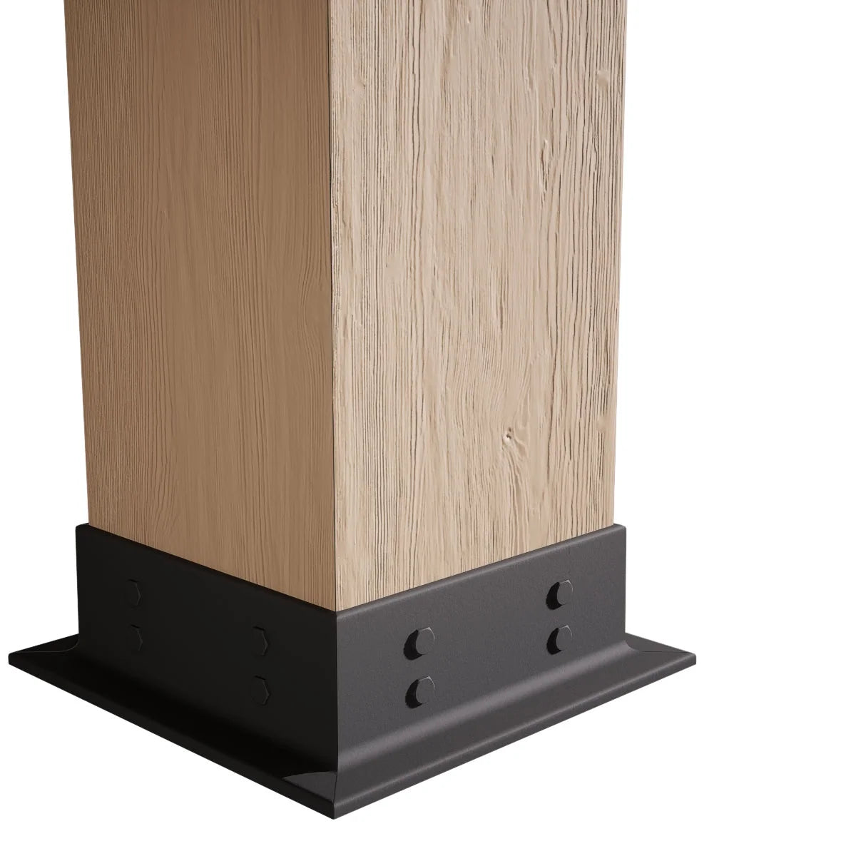 Ekena Millwork 6"W x 5'H Sand Blasted Endurathane Faux Wood Non-Tapered Square Column Wrap with Faux Iron Capital & Base
