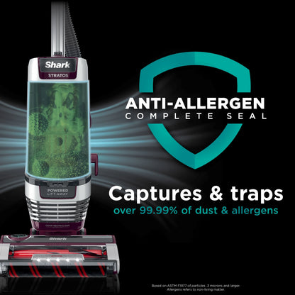 Shark Upright Vacuum, Stratos, Pet Friendly, Bagless, Ultra Powerful Suction, Hard Floor and Carpet, DuoClean PowerFins HairPro, Self-Cleaning Brushroll, Odor Neutralizer Technology, AZ3000, Burgundy