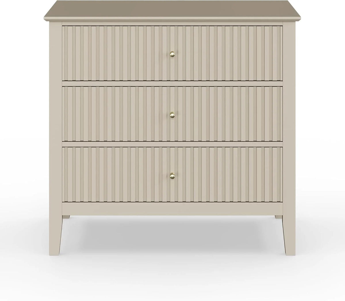 May Color Large White 3 Drawer Dresser Set of 2 with Fluted Panel, Modern Chest of Drawers with Silent Slide Drawers, Wood Accent Nightstand with Storage for Bedroom Living Room, Hallway