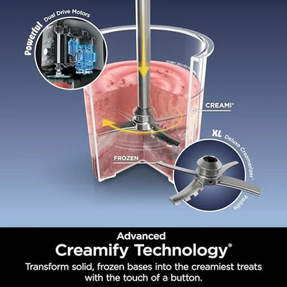 Ninja CREAMi Deluxe Ice Cream & Frozen Treat Maker for Ice Cream, Sorbet, Milkshakes, Frozen Yogurt, & More, 11-in-1, XL Capacity, Silver, Includes (2) Family-Sized 24 oz. Tubs, NC501