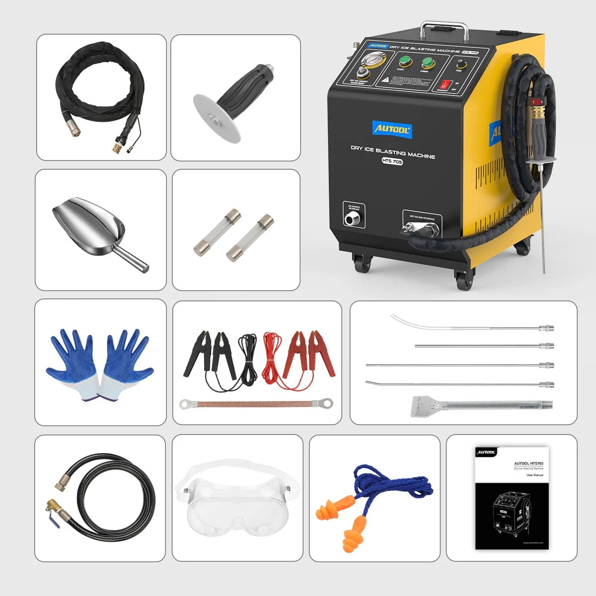 AUTOOL HTS558 Walnut Sand Carbon Deposition Clean Machine Walnut Shell Media Powder Sandblasting Machine Automotive Engine Intake Pipe Valve De-Carbon Cleaning Machine for Rust Grime Paint Removing