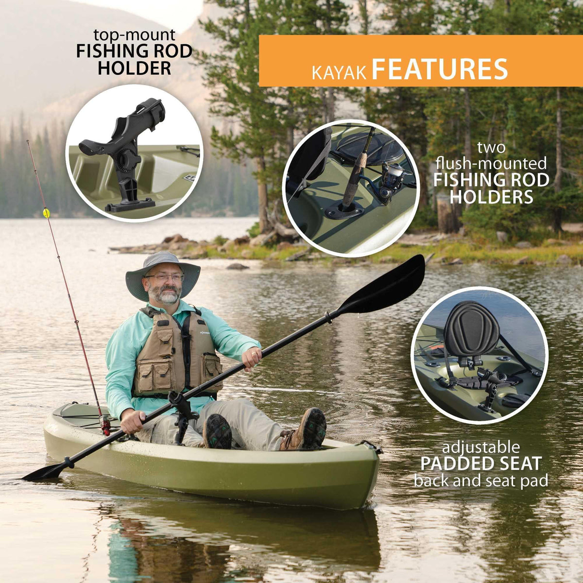 Lifetime Tamarack Angler 100 Fishing Kayak - Olive Green (90539)