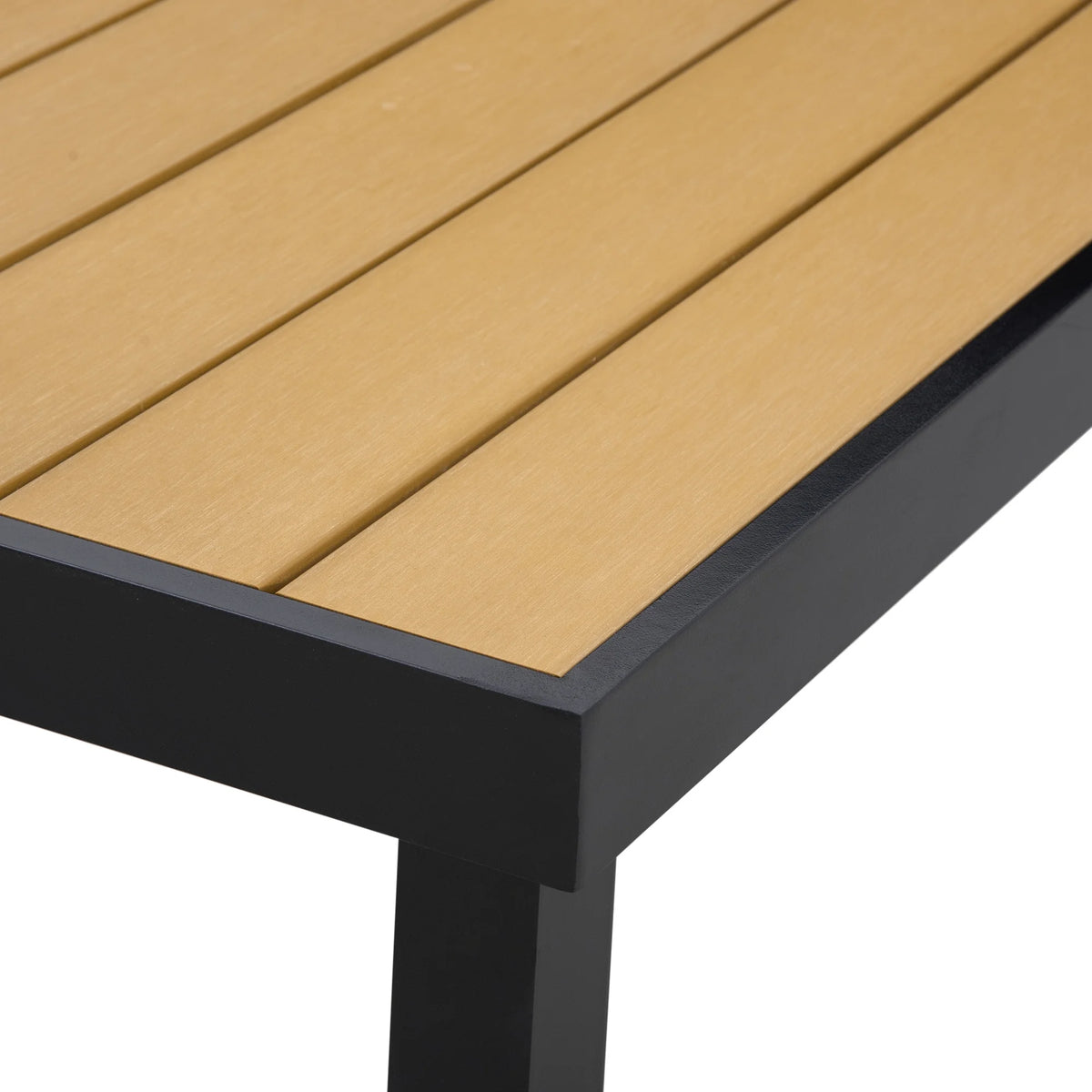 Outsunny 75" x 35" Outdoor Dining Table for 8 People, Rectangular Aluminum Frame Garden Table with All-Weather Faux Wood Top, Natural