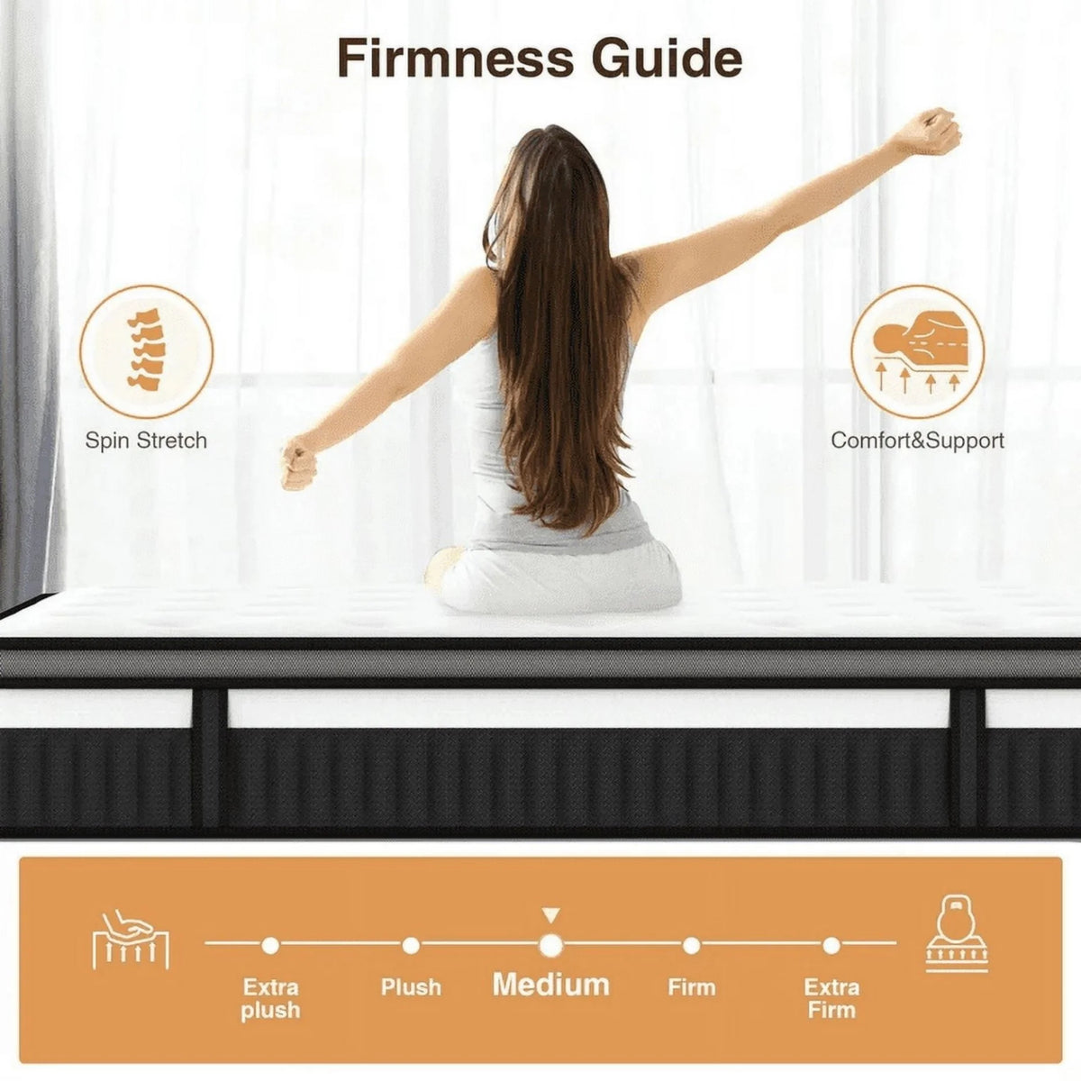 Queen Size Mattress in a Box, 14 Inch Gel Memory Foam Mattress for Cool Night & Pressure Relief, Medium Plush Feel with Motion Isolating, Breathable Fabric