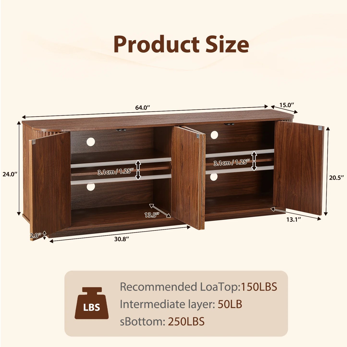 TV Stand, Modern Entertainment Center for TVs Up to 75 inch
