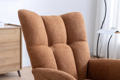 Rocking Chair Nursery,Teddy Upholstered Glider Rocker with High Backrest,Modern Rocking Accent Chairs Glider Recliner for Living Room, Nursery, Bedroom,White