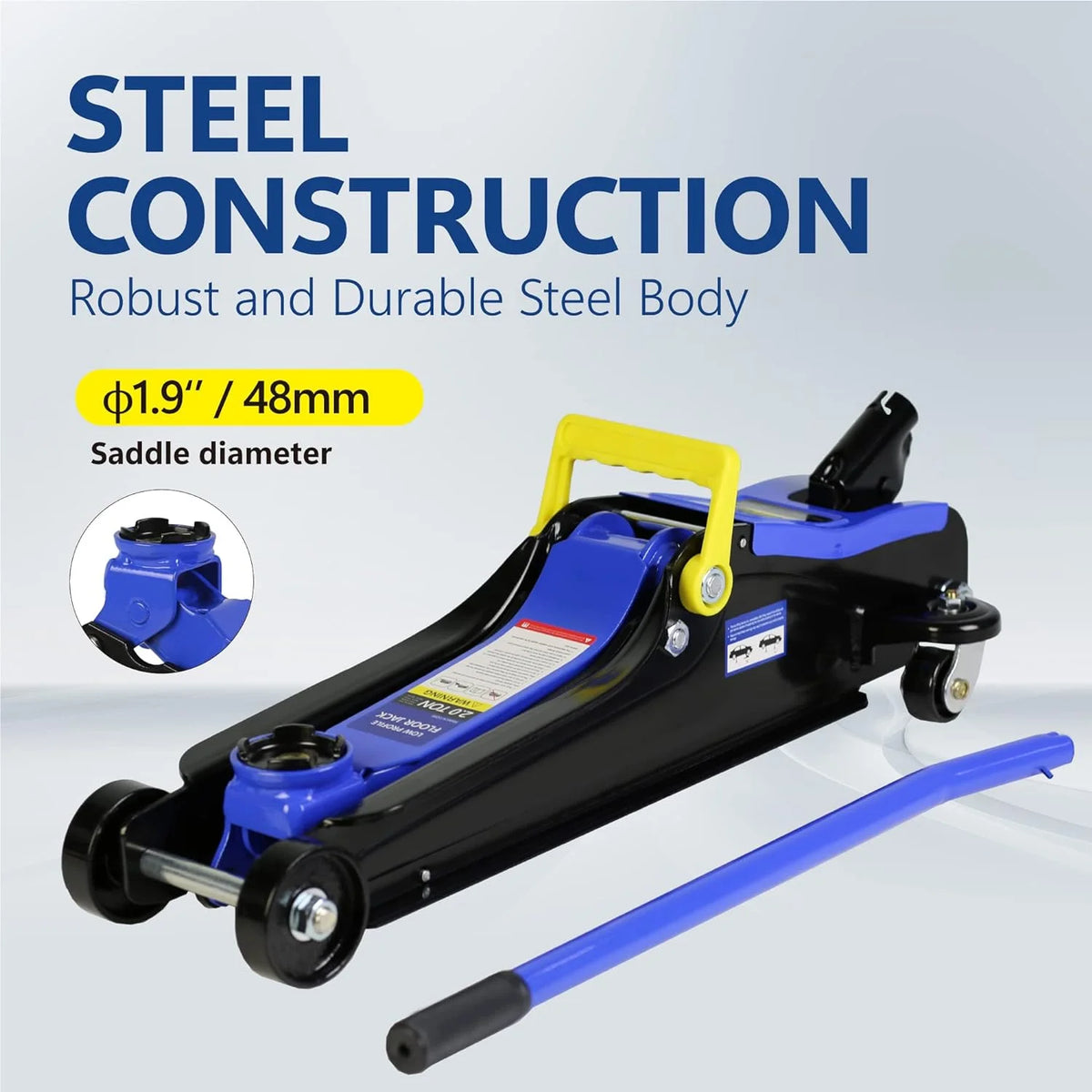 POVANLI Floor Jack, 2 Ton Low Profile Floor Jack, 3t jack stand Tire Repair Kit Heavy Duty Steel Racing Floor Jack with Single Piston Quick Lift Pump, Floor Jack Lifting Range 3.3"-15.2"