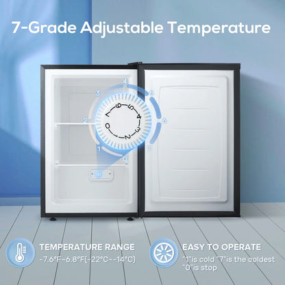 LHRIVER 7.0 cu. ft. Chest Deep Freezer with Adjustable Temperature, Free Standing Top Open Door Compact Freezer with 3 Removable Basket for Kitchen, Home, Bar, Garage, Office