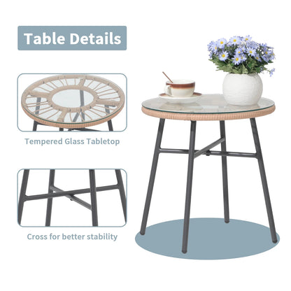 Patio Furniture Set, Betcozy3 Pieces Outdoor Chairs Set with Glass Coffee Table for Garden, Bistro, Porch, Balcony, Backyard