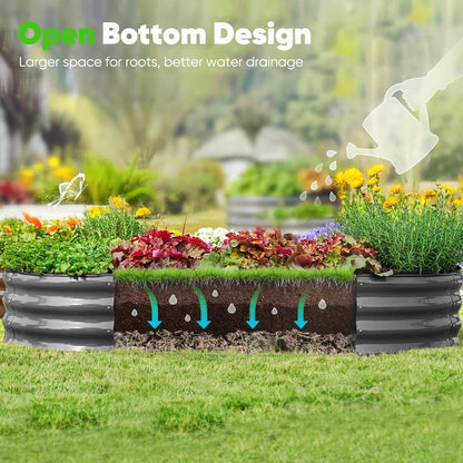 Quictent 8x3x1 ft Galvanized Raised Garden Bed Kit with Self Watering System and Mesh Cover, Large Oval Metal Outdoor Planter Garden Boxes for Vegetables Herbs Flowers