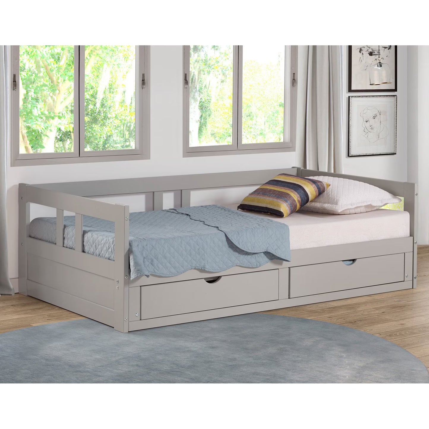 Melody Twin to King Extendable Day Bed with Storage White