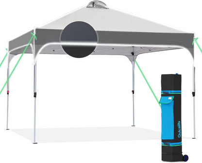 Quictent 10x10 Pop up Canopy TentPortable Instant Shelter with Vent, Ez up Canopy with Reflective Top and Fluorescent Rope