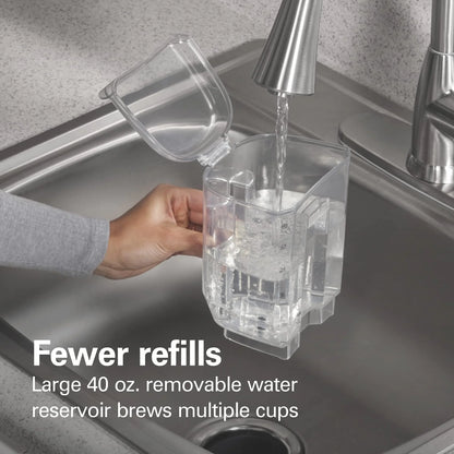 The Scoop Single Serve Coffee Maker & Fast Grounds Brewer for 8-14oz. Cups, Brews in Minutes, 40oz. Removable Reservoir, Stainless Steel (49987),Silver