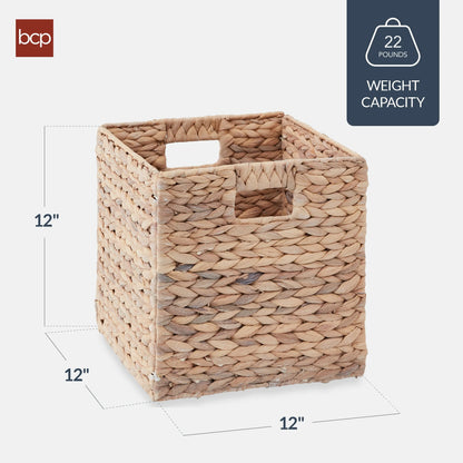 Best Choice Products 12x12in Hyacinth Baskets, Set of 5 Multipurpose Collapsible Organizers w/ Inserts - Natural