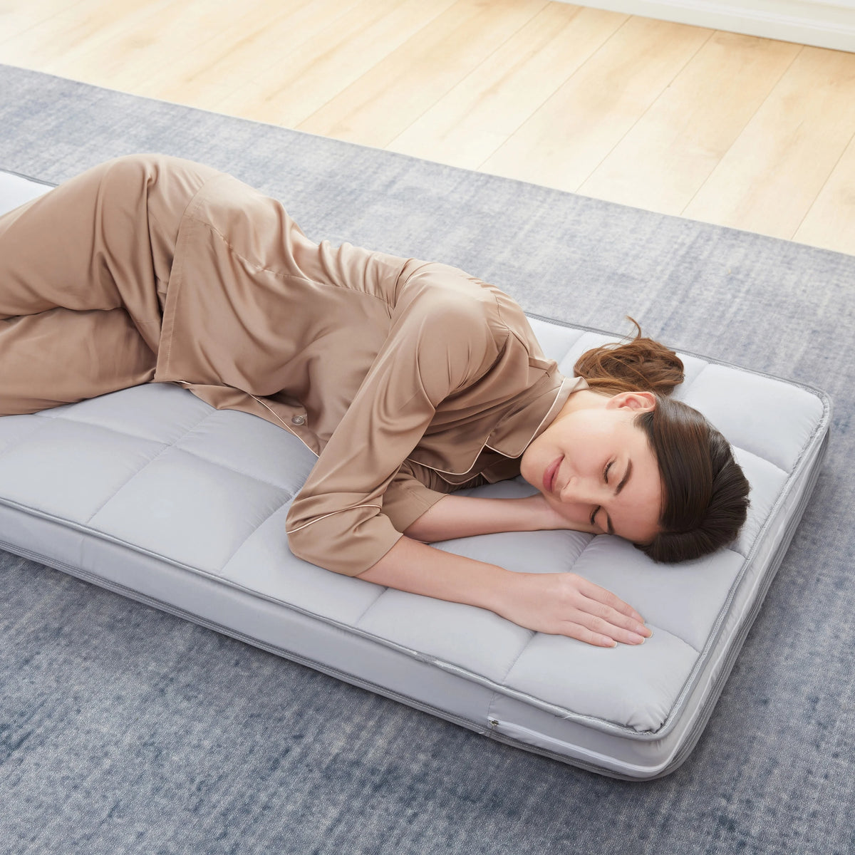 Jamdok 4Inch Floor Mattress,3-Layer Structure,Narrow Twin Size Gel Memory Foam,Removable Pillow Top Cover,Roll up Cot Mattress Topper,Portable Sleep Mat(75X30X4��)