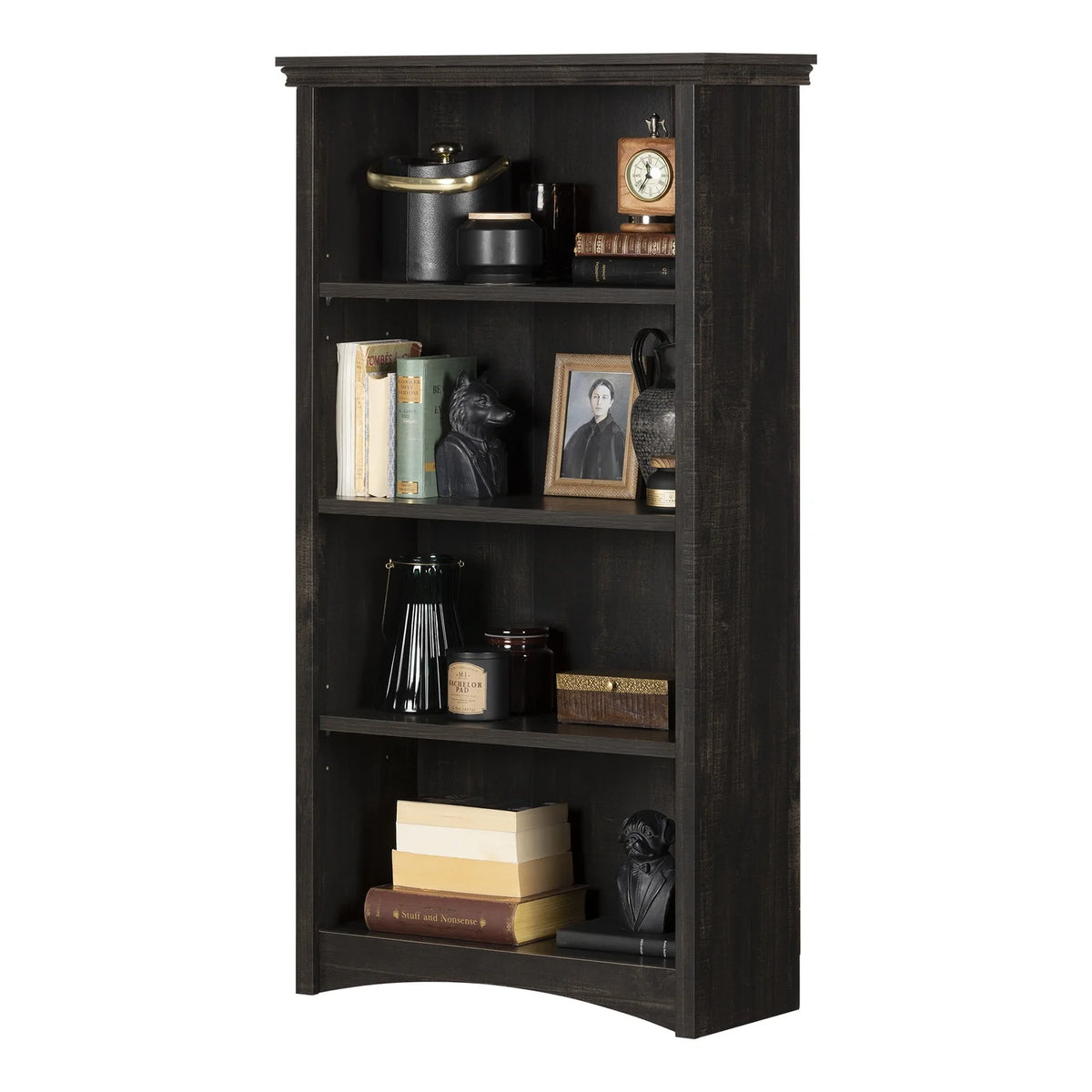 Gascony 4-Shelf Bookcase-Rubbed Black-South Shore