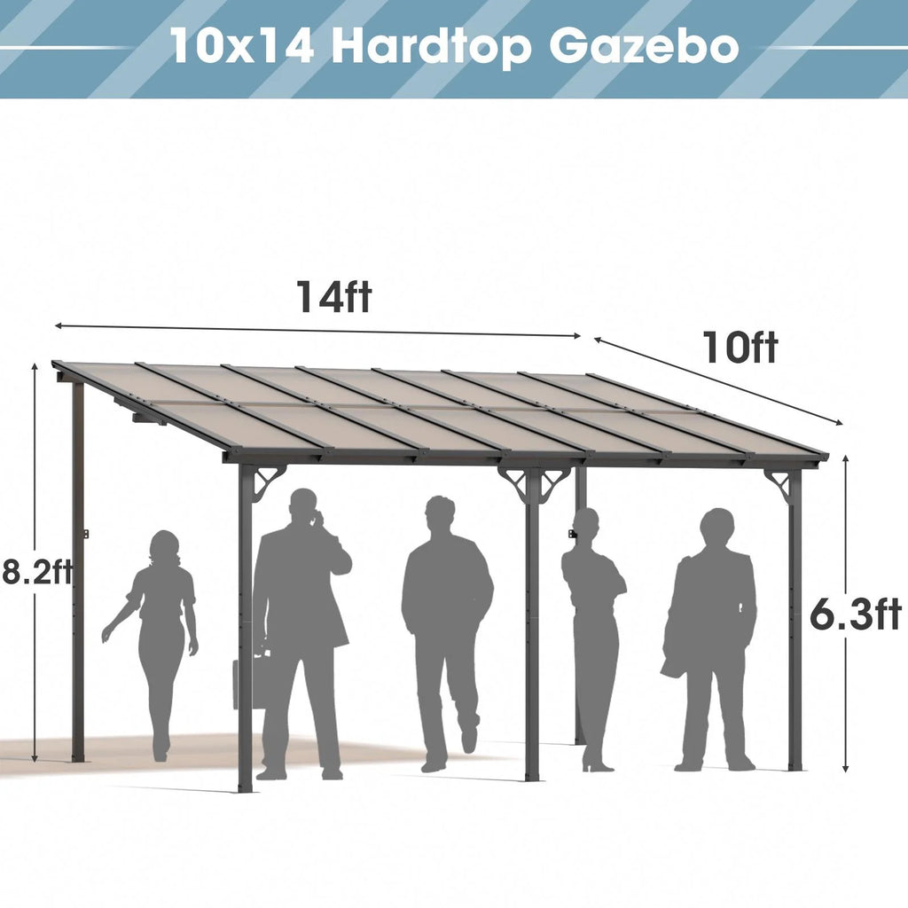 Aoxun 8' x 5' Gazebo for Patio, Gazebo Pergola with Sloped Roof, Grill Gazebo Large Wall-Mounted Heavy Duty Awnings, for Backyard, Deck, Patio