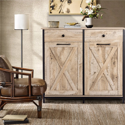 Eclife 20 Gallons Double Tilt Out Trash Cabinet Wood Tabletop, Upgrade Gray, WB010GY