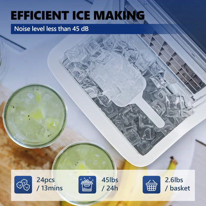 Simzlife Crescent Ice Makers Countertop, 35.9Lbs/24H, 16Pcs in 12Mins, Auto Deep Cleaning, Timer, Portable Crescent Ice Maker Countertop with Crystal-Clear Ice Cubes for Home/Office/Party