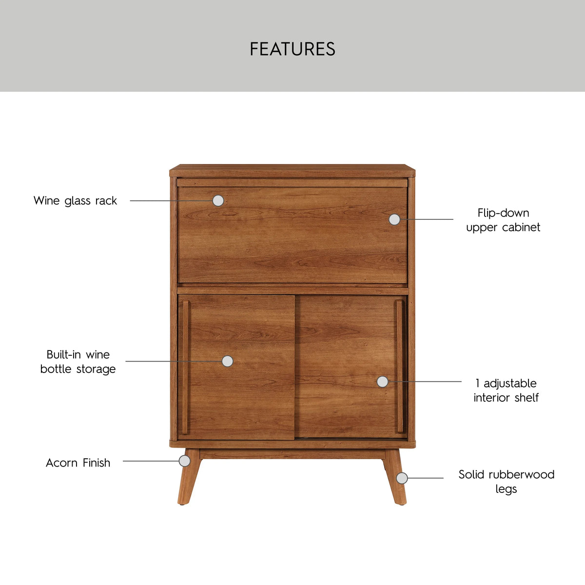 Better Homes & Gardens Greyson Bar Cabinet, Acorn Finish