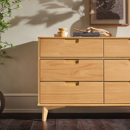 Walker Edison Sonoma 6-Drawer Solid Wood Caramel Dresser