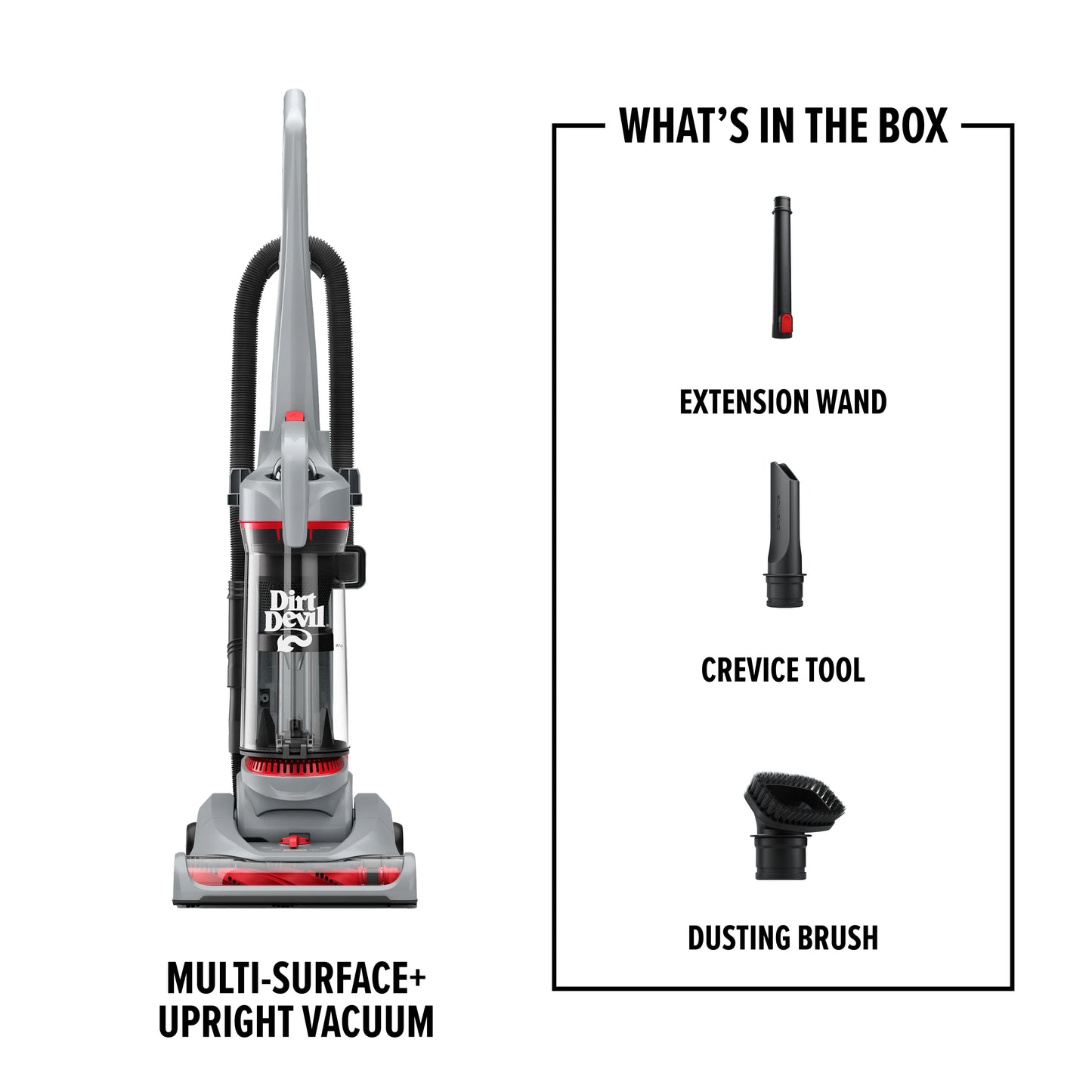 Dirt Devil Performance Pet Bagless Upright Vacuum Cleaner, Pet Friendly, for Carpet & Hard Floors, Above Floor Cleaning, Lightweight, UD76211V, Gray