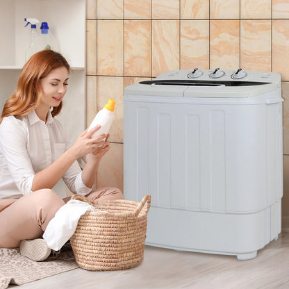 Compact Mini Twin Tub Washing Machine Portable 13lbs Laundry Washer and Dryer