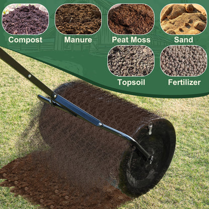 MUCHANT 24" Compost Spreader, Heavy-Duty Metal Mesh Spreader with Adjustable Handle for Lawn, Green