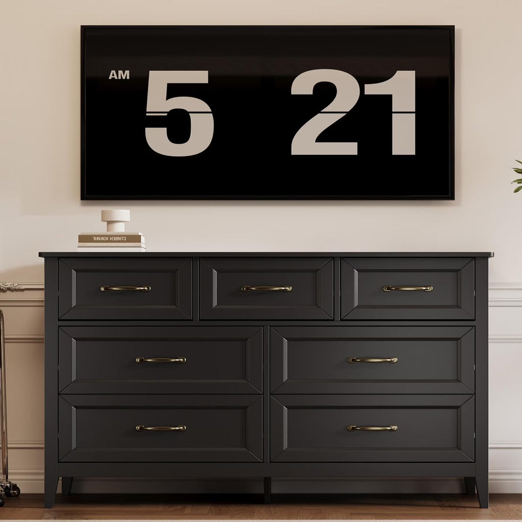 Lofka 47.2" Dresser for Bedroom with 6 Double Drawers, Farmhouse Wood Storage Cabinet with Smooth Metal Handle