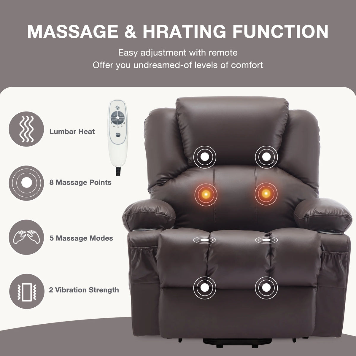 JONPONY Power Lift Recliner Chair Recliners for Elderly with Heat and Massage Recliner Chair for Living Room with Infinite Position and Side Pocket,USB Charge Port,Black