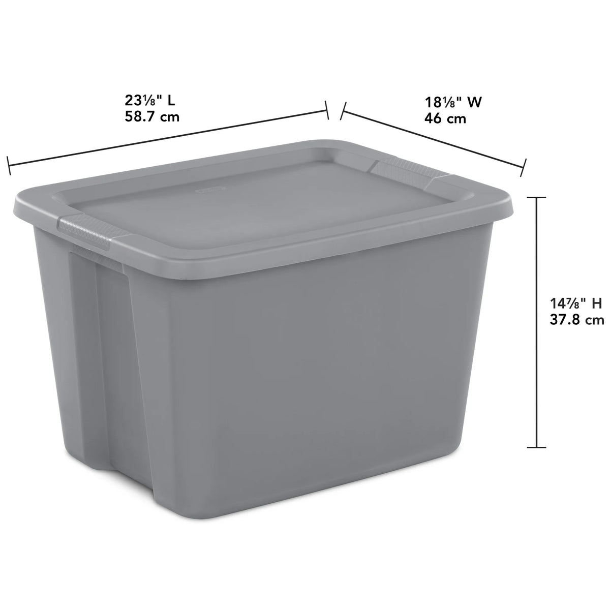 Sterilite 18 Gallon Tote, Plastic Storage Bin with Snap-on Lid, Gray, 8 Count