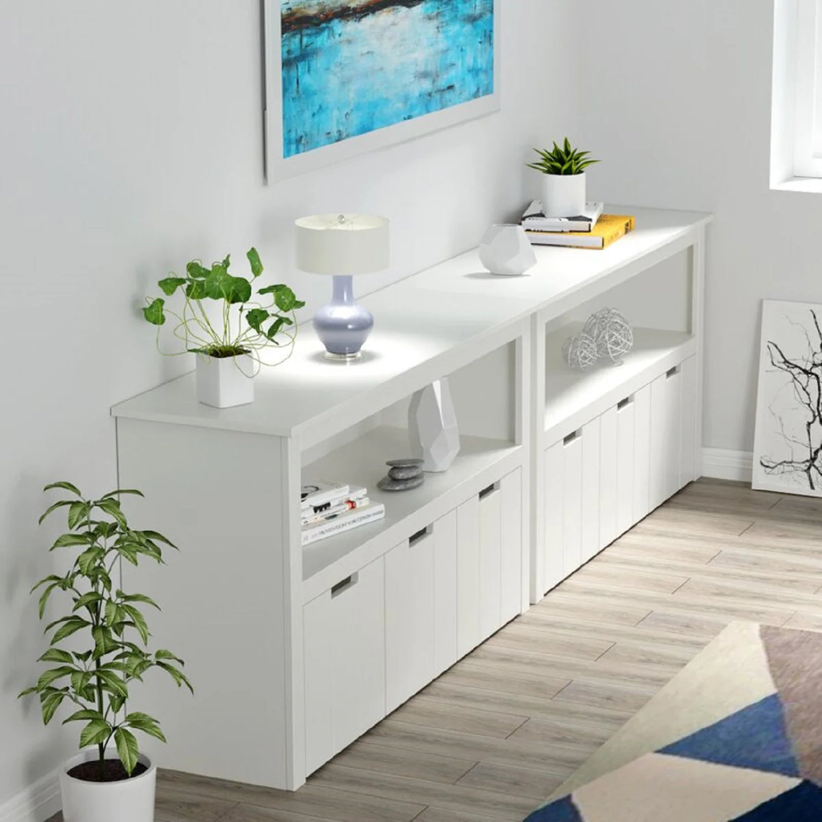 Homfa Kids Toy Storage, Cubes Storage Bins with 3 Drawers, White Toy Box with Shelves and Wheels