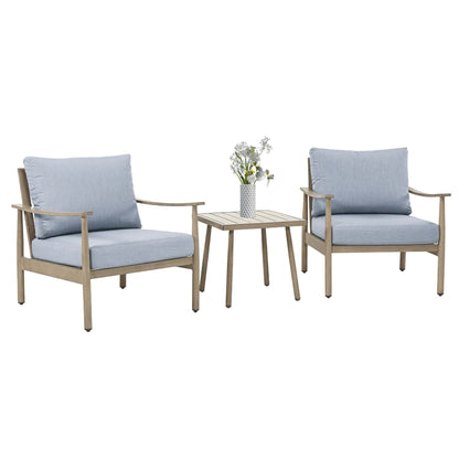HAPPATIO Aluminum Outdoor Furniture Set - 5 Pieces Patio Furniture Set Includes 1 Side Table, 2 Swivel Chairs and 2 Ottomans with Thick Cushion, Patio Conversation Set for Backyard Poolside (Grey)