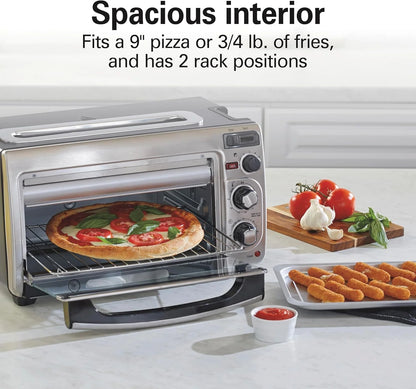 2-in-1 Countertop Toaster Oven and Long Slot 2 Slice Toaster, 60 Minute Timer and Automatic Shut Off, Shade Selector, Stainless Steel (31156)