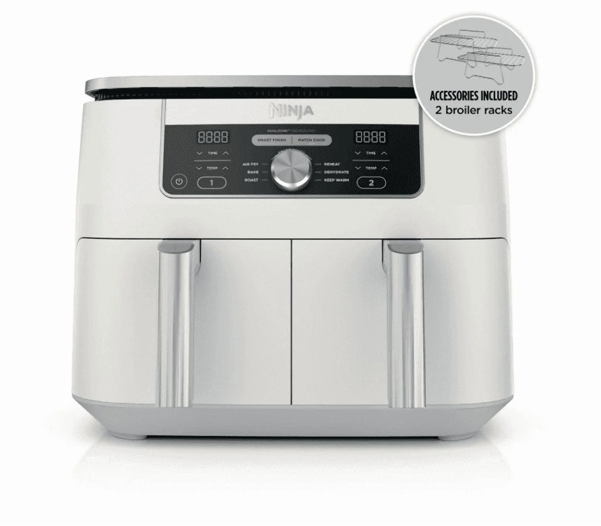 Ninja Foodi 6-in-1, 8 Quart 2-Basket Air Fryer with DualZone Technology -White