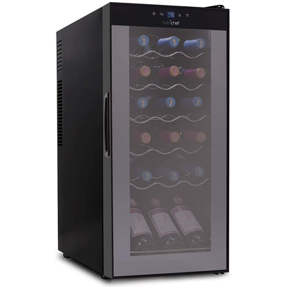 NutriChef Digital Electric 18 Bottle Thermoelectric Wine Chiller Cooler, Black