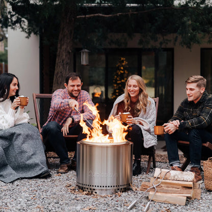 Solo Stove Bonfire 2.0 with Stand, Smokeless Fire Pit | Wood Burning Fireplaces W/ Removable Ash Pan, Portable Outdoor Firepit - for Camping, Stainless Steel, H: 16.75 in x Dia: 19.5 in, 25.1 lbs