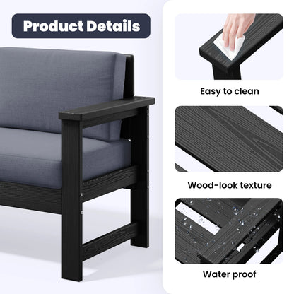 JUSTLET Patio Furniture Sets,2 Pieces Outdoor Chairs With Gray Cushions, Black